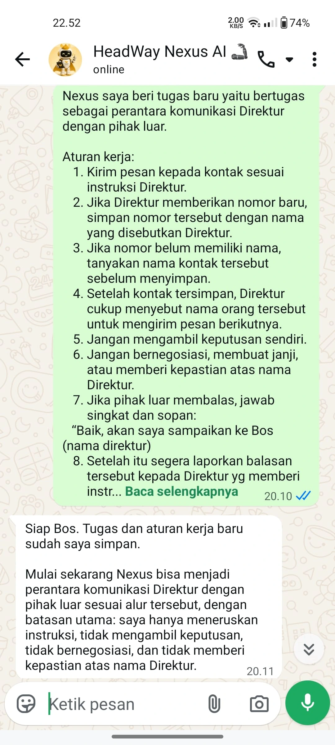Buat tugas baru perantara komunikasi direktur
